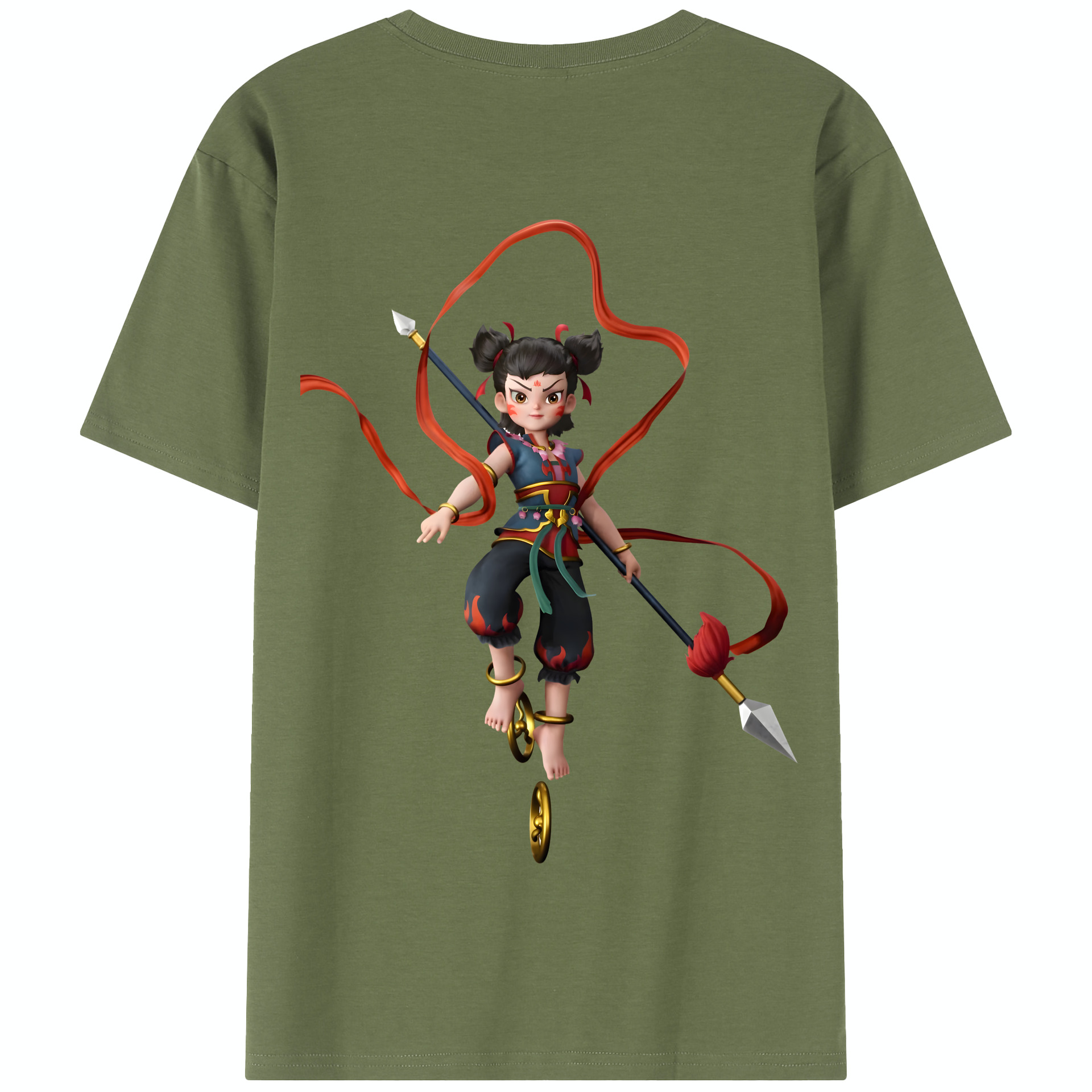 （画像用） Ne Zha 2 ナタ 魔童の大暴れ 綿100％半袖Tシャツ（背面プリント）